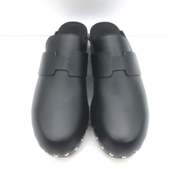 Hermes Calya Studded Clog Mules Black Leather Size 39 - Picture 4 of 13